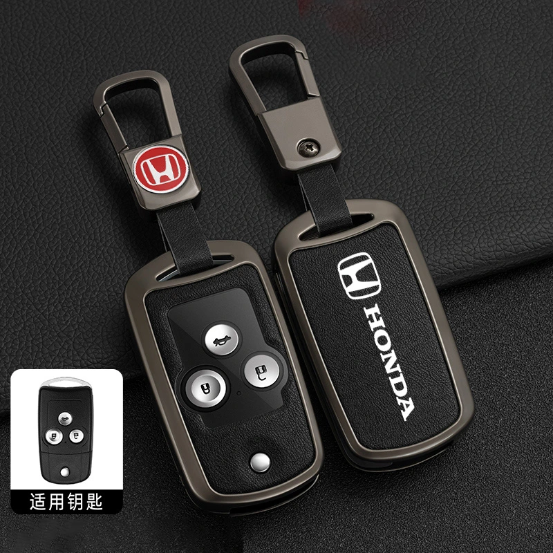 Replacement Flip Folding Car Key Cover TPU Metal Leather Modified for Honda