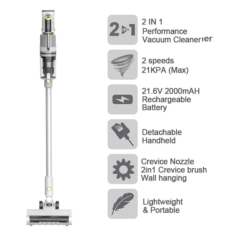 Wireless Aspirapolvere multifuncional de alta potencia 21kpa Cordless aspirador húmedo y seco