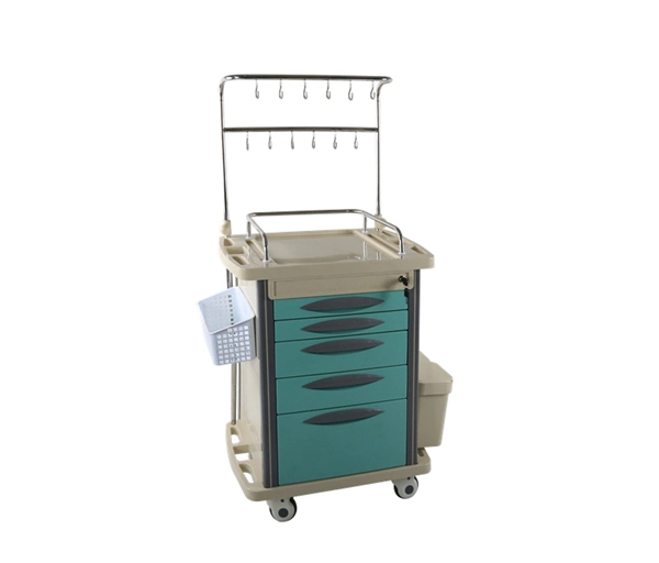 Transfusion Cart Emergency Infusion Trolley with Drawers for Medical Equipments