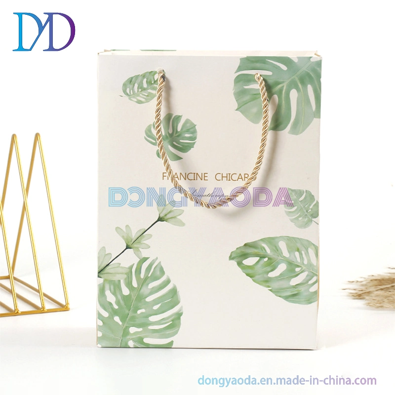 Customizable Logo and Patterned Paper Bags, Floral Design with Handles, Thank You Bags for Business, Boutiques, Gifts, Wedding Supplies