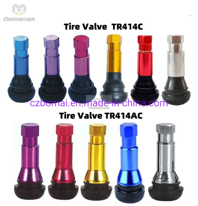 Car Accessory Snap-in Tubeless Rubber Tire Valves with Silver/Chrome Straight Sleeve Tr414c