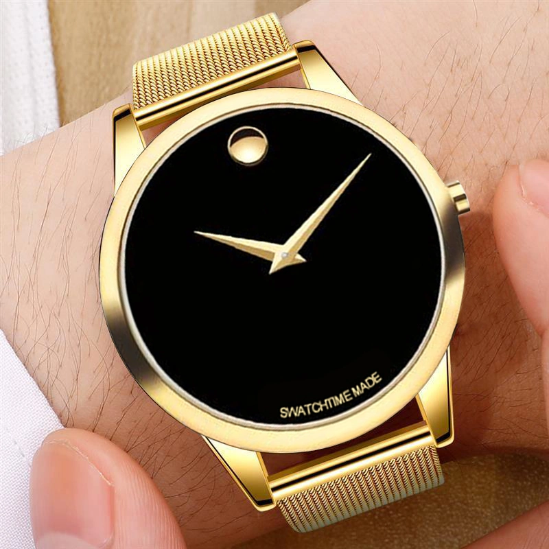 Wholesale/Supplier Japan Movement Male Quartz Wristwatch Brown Leather Strap Mens Christmas Gift Gold Watch