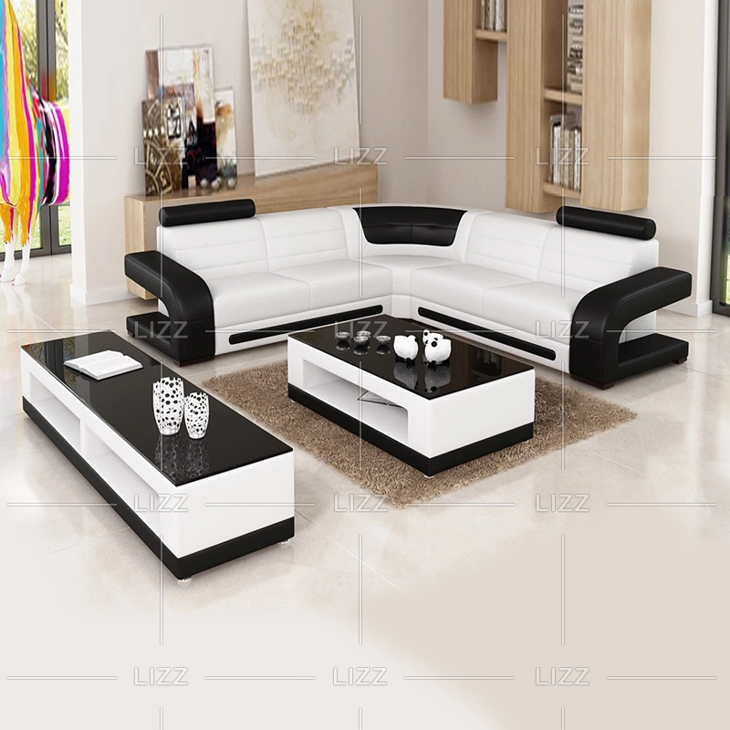 Modern Hotel Office Commercial Furniture L Shape Corner Sofa with Coffee Table and TV Stand