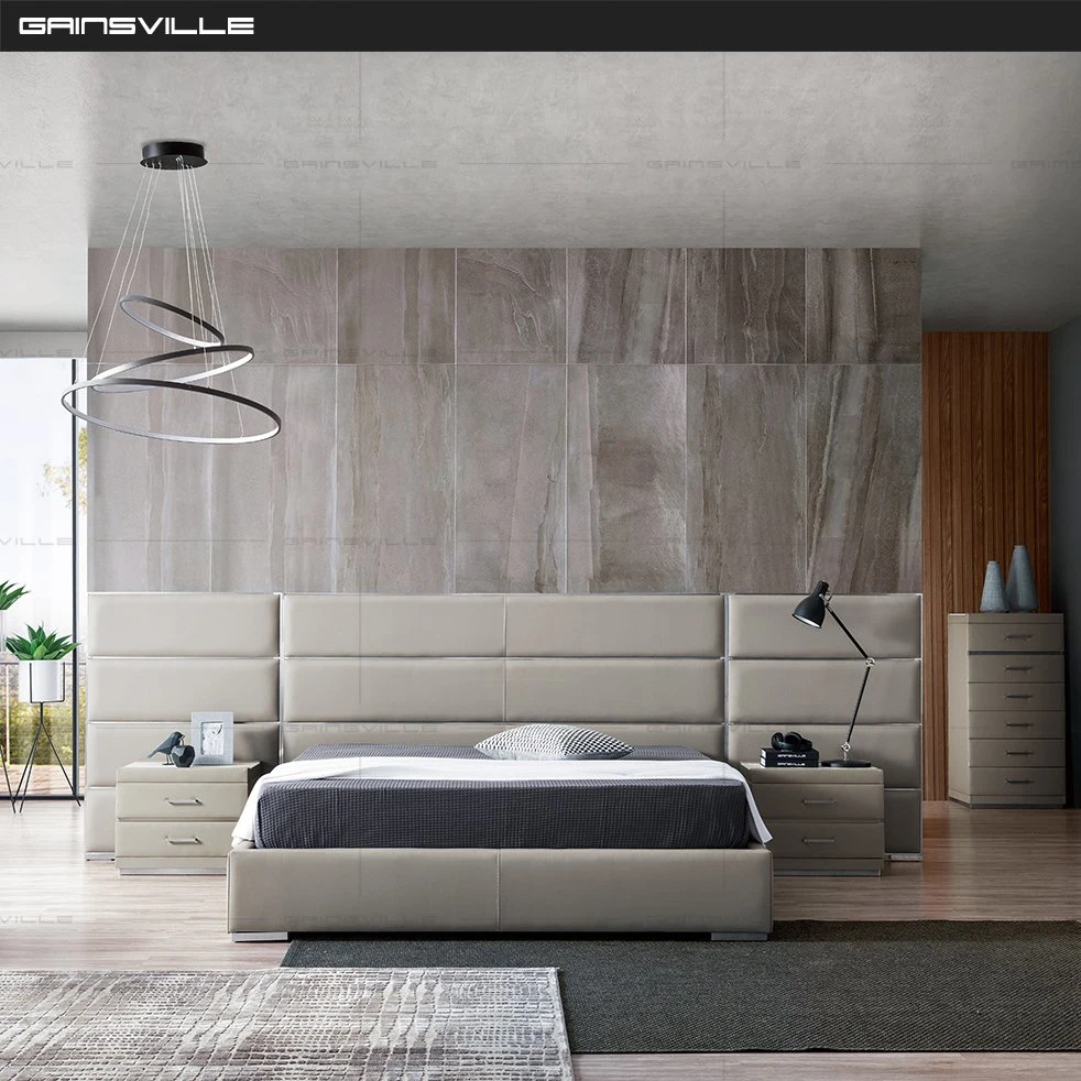 Un style moderne, mobilier de maison hôtel ensembles de chambre à coucher avec lit mural en acier inoxydable de meubles de décoration