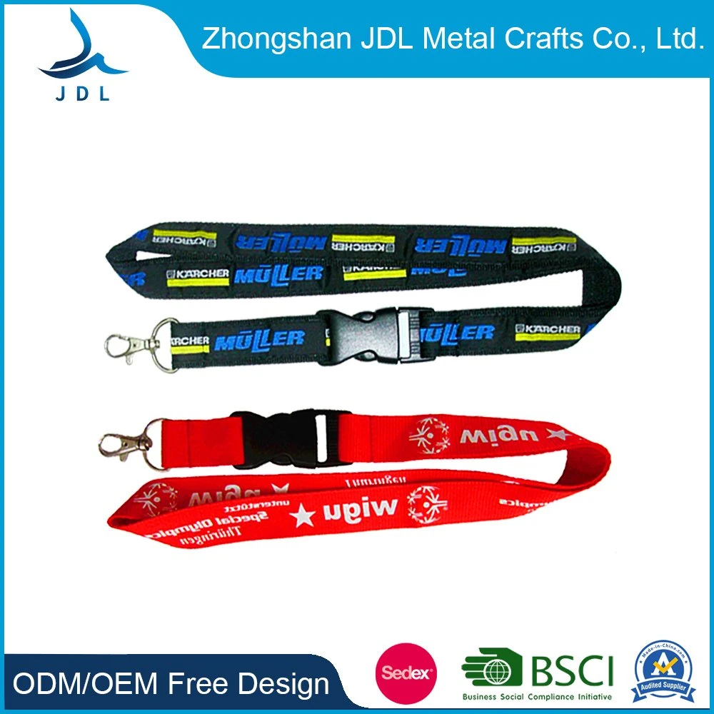 Stain Ribbon Sport Nylon Neck Lanyard Lockable Monogrammed Embroidered Pull/Polyester Lanyard with Custom Logo (020)