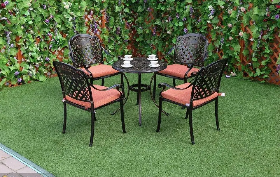 Free Shipping European Style Bronze Cast Aluminum Antique Outdoor Furniture Chairs and Table Bistro Patio Garden Sets