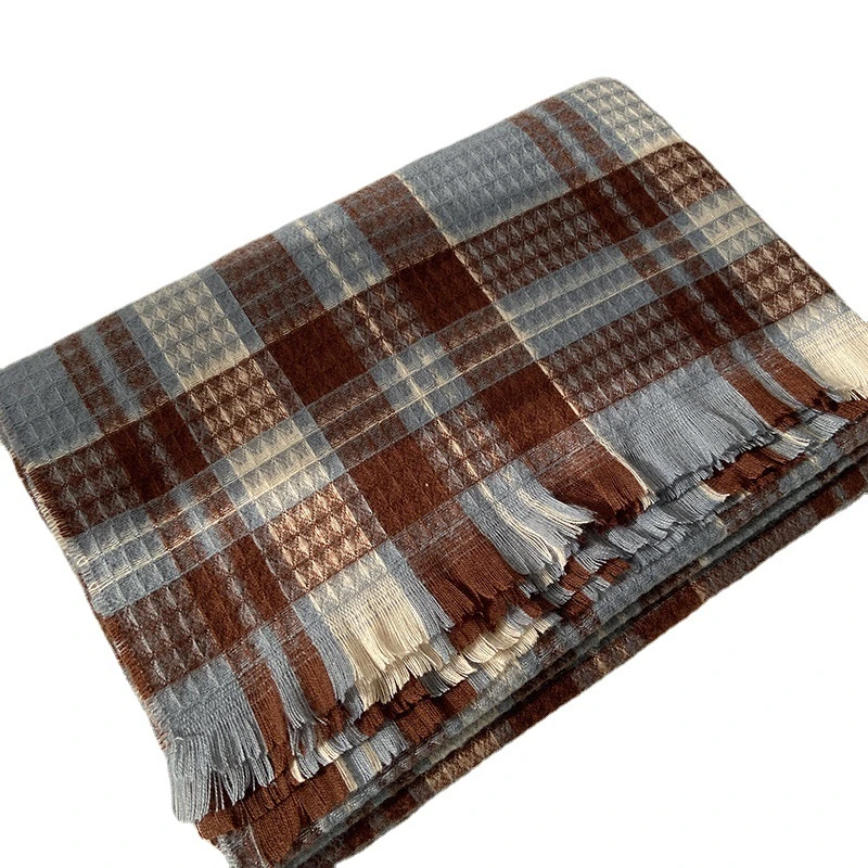 New Fashion Autumn and Winter Korean Style Thickened Plaid Cashmere Lady Scarf