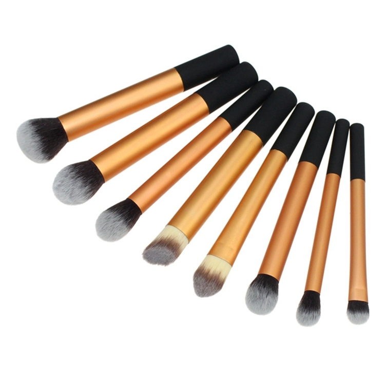 Nueva llegada 8pcs mango negro oro férula populares más populares de etiqueta privada de nuevo contorno de la herramienta pincel de maquillaje maquillaje Juego de cepillos