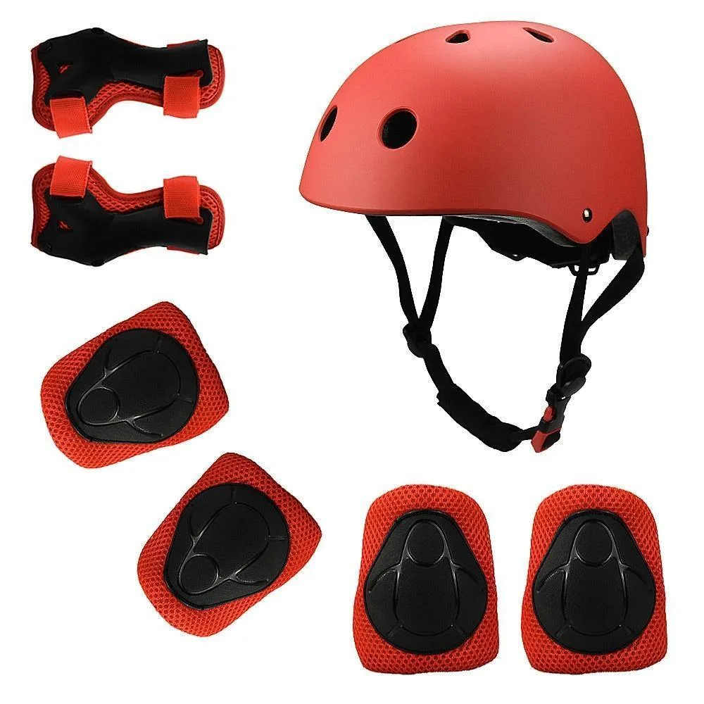 Ensemble d'électrodes pour enfants 7 en 1, réglable, pour enfant, genou à vélo Tapis protecteurs de coudes protège-poignets pour le patinage à roulettes de skateboard Vélo Helmet Bl21236