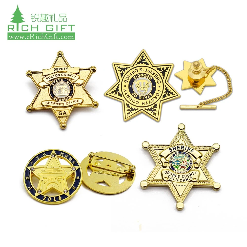 Comercio al por mayor Bastón UK oficial ruso hombro Insignia Insignia de solapa de metal personalizados militar uniforme del ejército grabado personalizado personalizado insignia de la Estrella de Sheriff