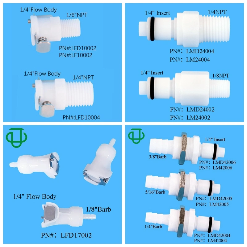 Plastic Hose 1/8NPT 1/4NPT Quick Tube Connector Shut-off Thread Joint Valved in-Line Coupling