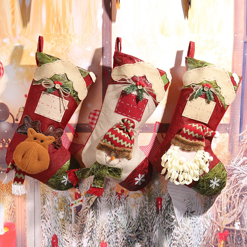 Calcetines de Navidad decoración de la bolsa de manzanas de caramelo adornos de inicio