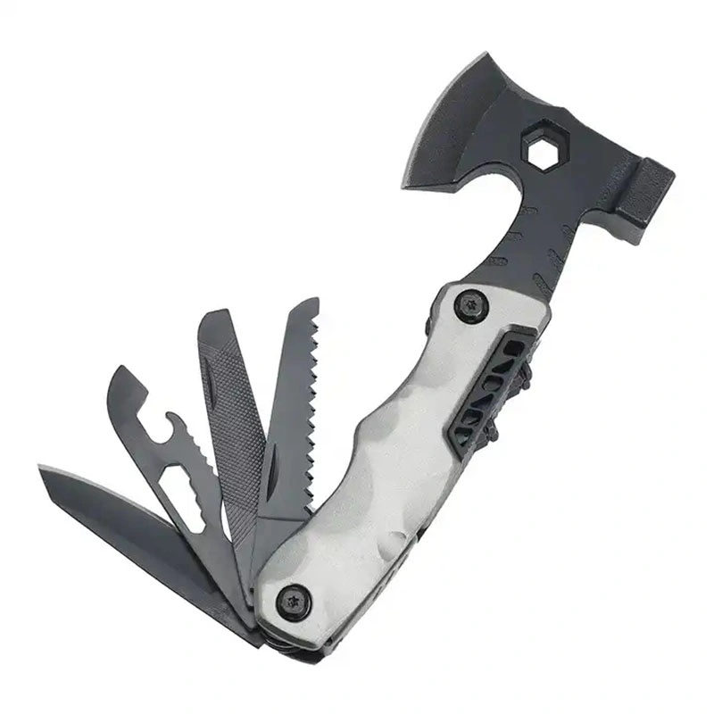 مطرقة من الفولاذ المقاوم للصدأ متعددة الوظائف مطرقة مطوية بسكين قابلة للطي أداة ذات مقبض خشبي أداة يدوية