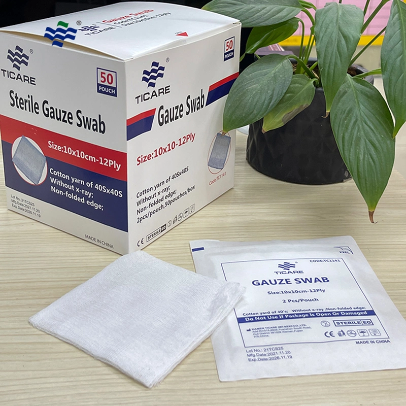 Ticare Breathable Large Sterile Medical Gauze Pads for Wound Absorbing Blood