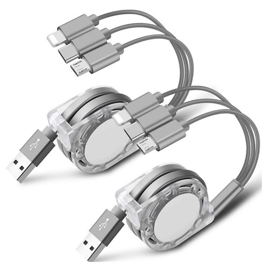 Retractable USB Charger Cord Fast Charging 3 in 1 USB Cable