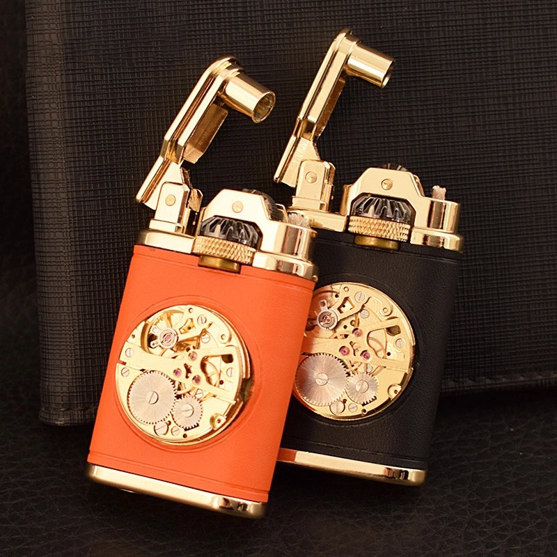 Sublimation Lighters Windproof Leather Metal Cigar Smoking Accessories Torch Briquet Flame Kerosene Lighter