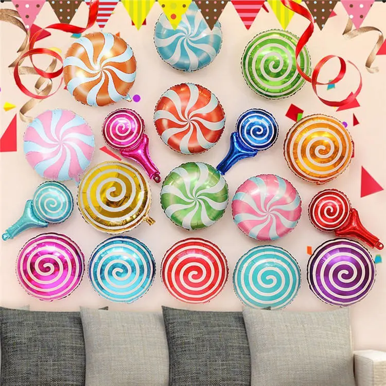 23 PCS 18" Sweet Candy Balloons Round Foil Lollipop Balloon Birthday Wedding Party Balloons