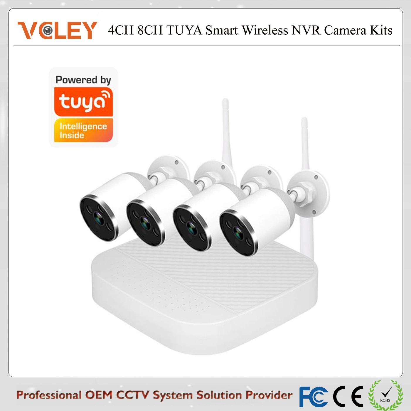 Tuya Système de caméra de sécurité sans fil à domicile 4CH 8CH 2MP Kit NVR Wif étanche HD 1080p p2p de vidéo surveillance système de vidéosurveillance extérieure