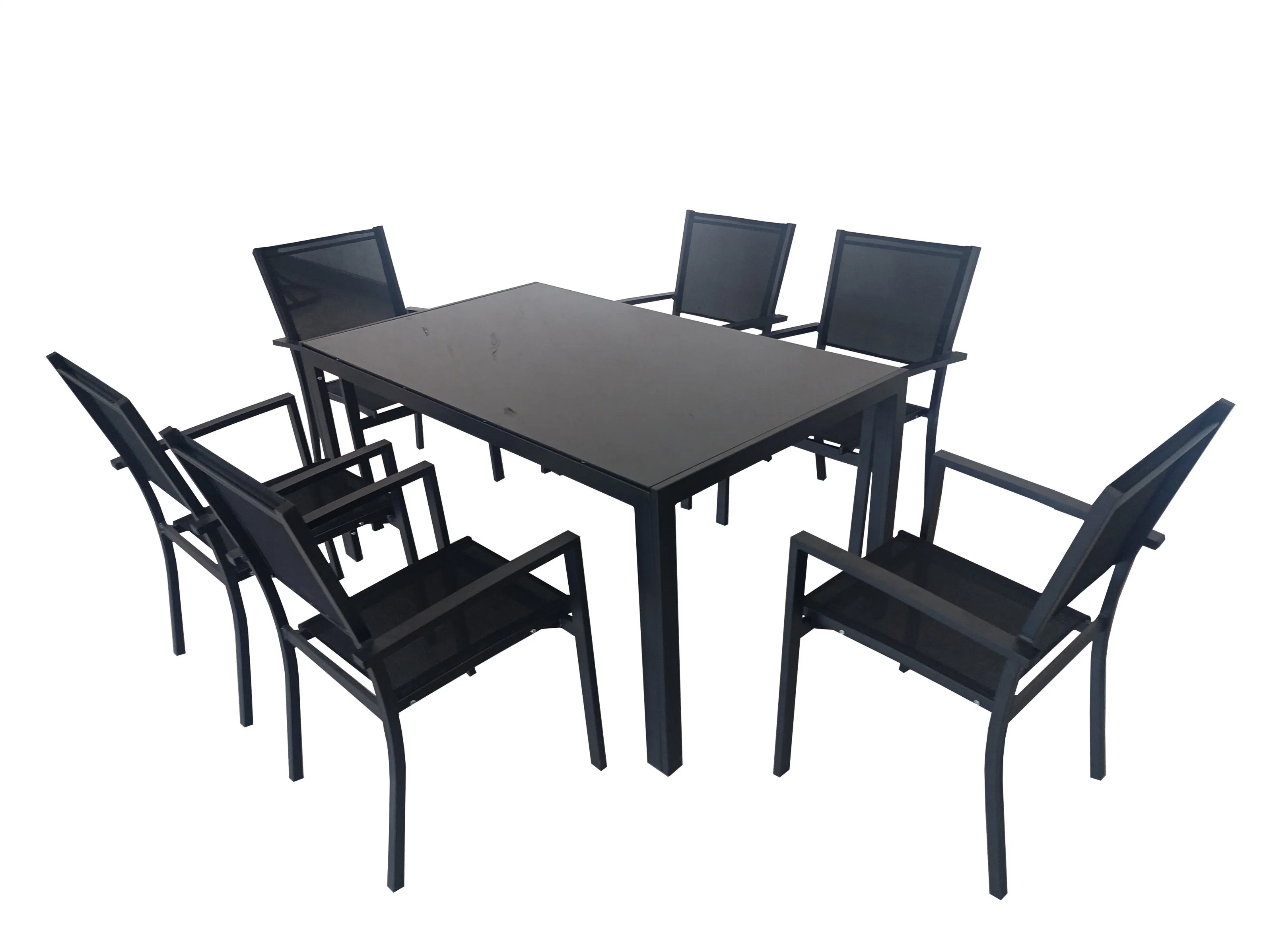 Stock Outdoor Garden Furniture Sets Textilene Dining Table and Chairs 7PCS