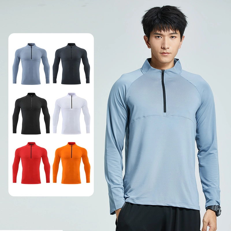 New Design High Elastic Running Shirts Custom Logo Quick Dry Golf Pullovers Sweatshirts Athletic Gym Exercise Slim Fit Shirts