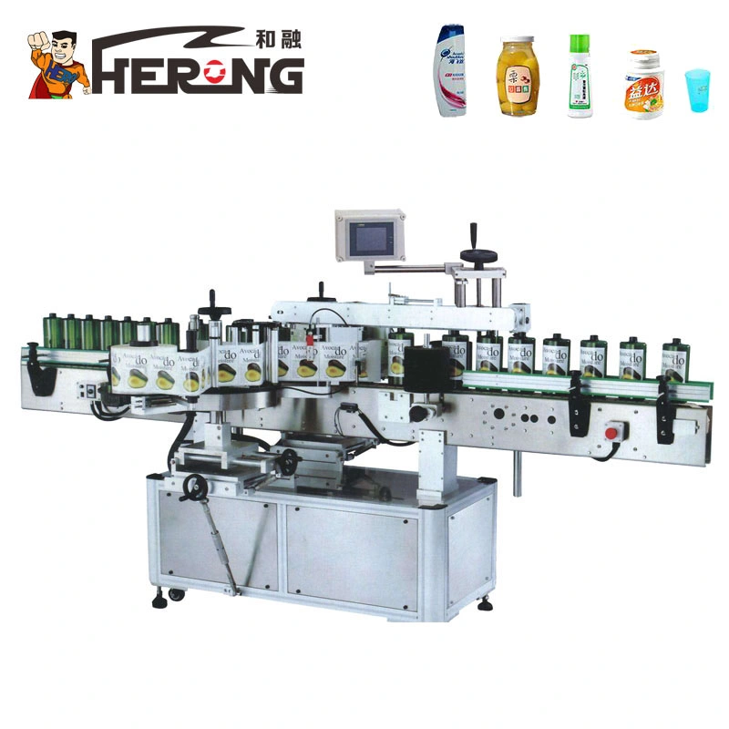 Hero Brand Automatic Flat Bottle Oral Liquid E Cigarette Filling Capping and Pet Heat Shrink Sleeve Labeling Machine for Glass Bottl