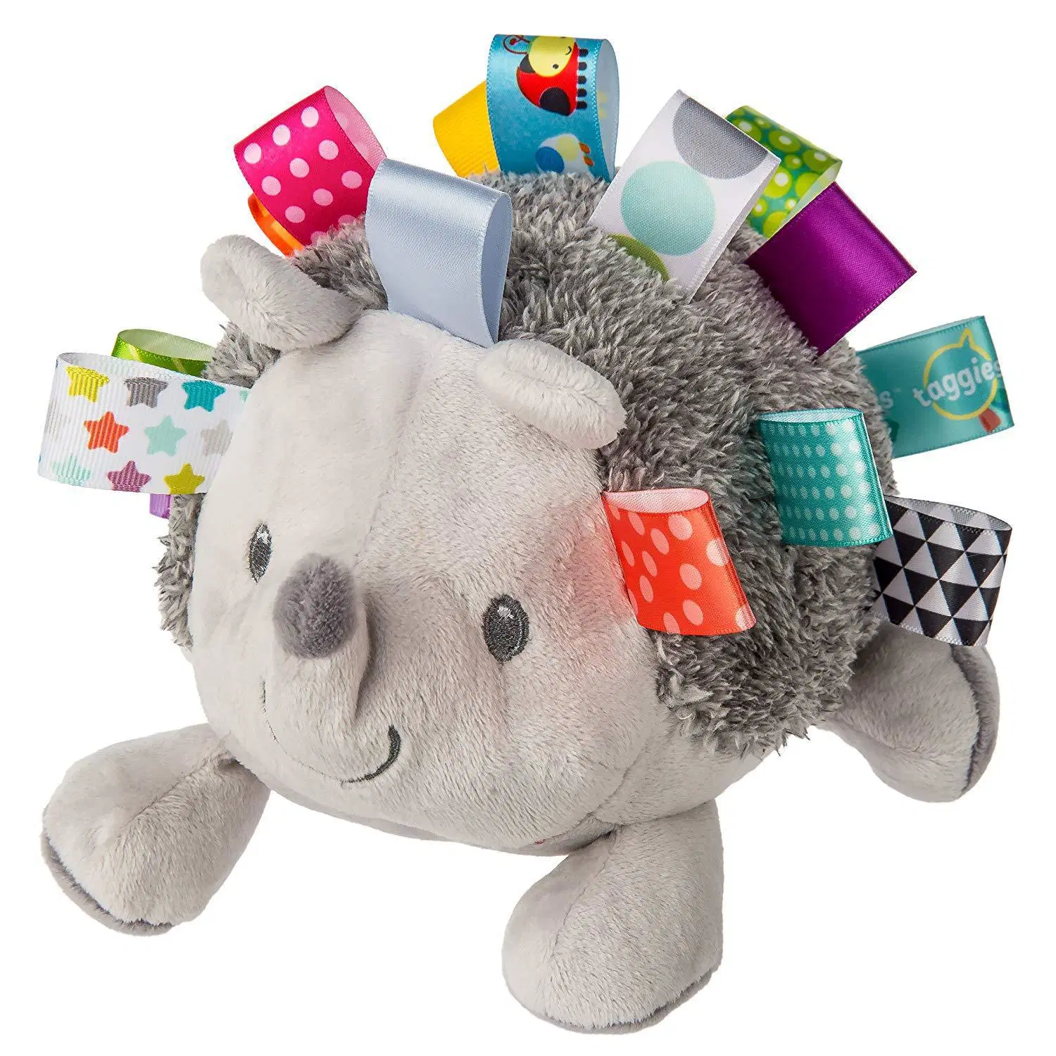 Dark Hemp Gray Hedgehog Decorated with Multi-Color Logo Baby Interactive Plush Toy