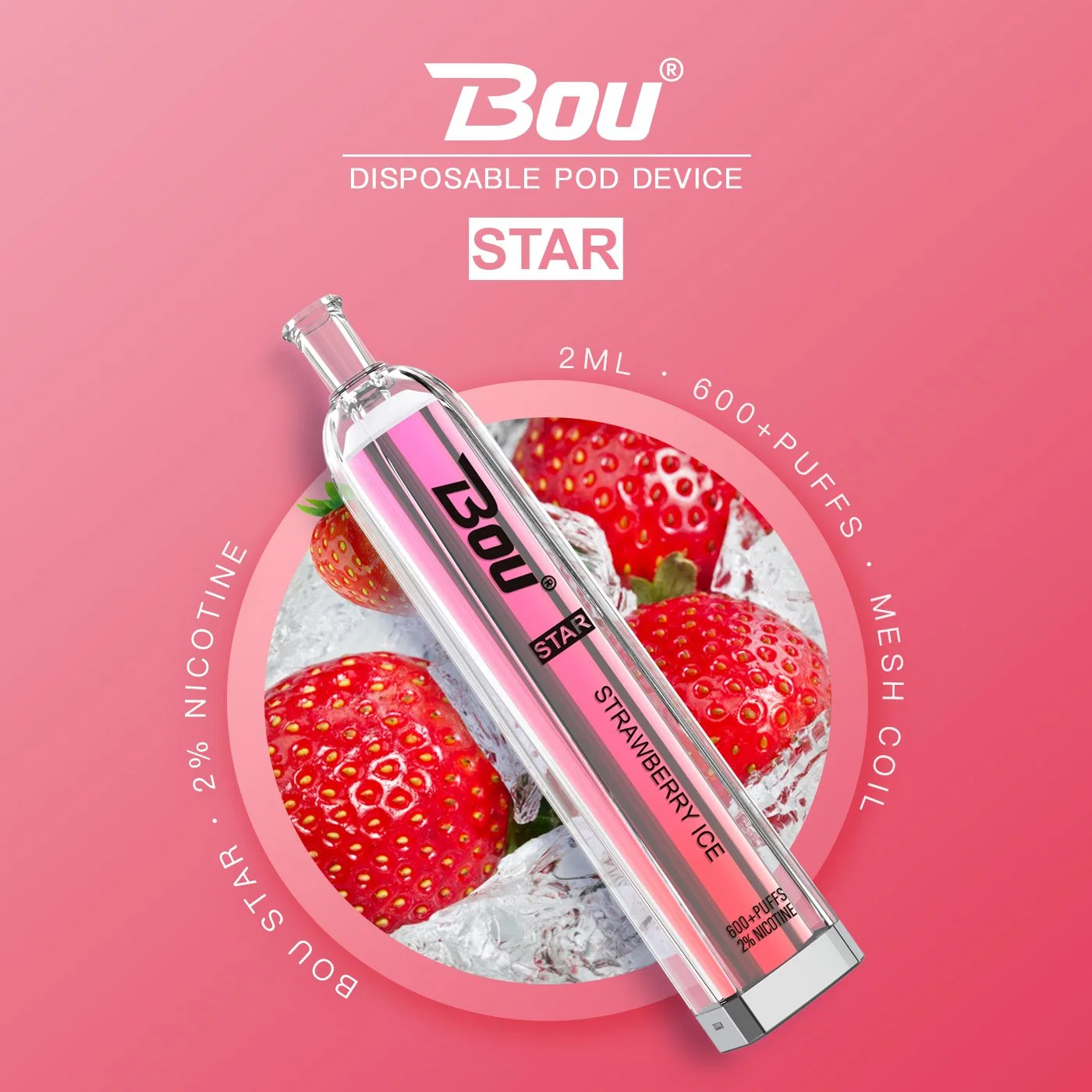 Bou Star 600 Puffs 2ml Disposable/Chargeable Pod Vape Pen Mini E Cigarette