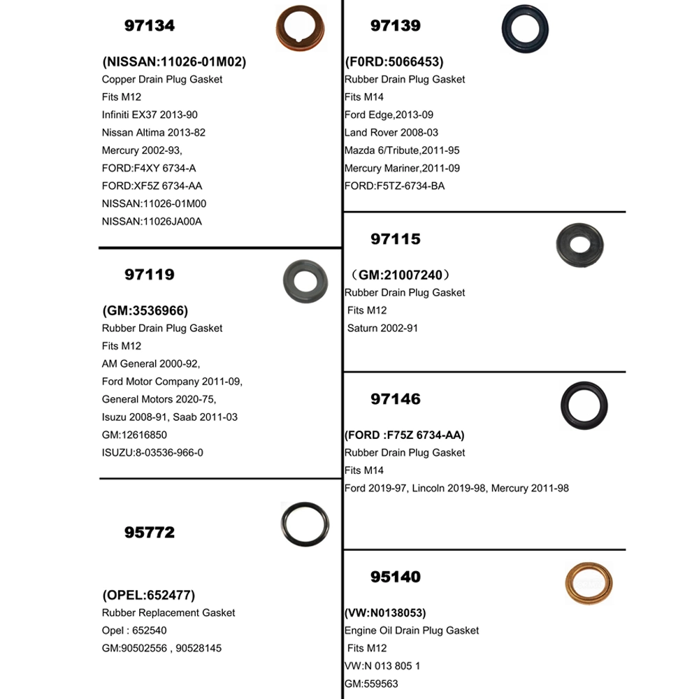 in Stock Automotive Parts Metal/Rubber/Copper/Stainless Steel/Blue Gray Aluminium Oil Drain Plug Gasket Flat Washer