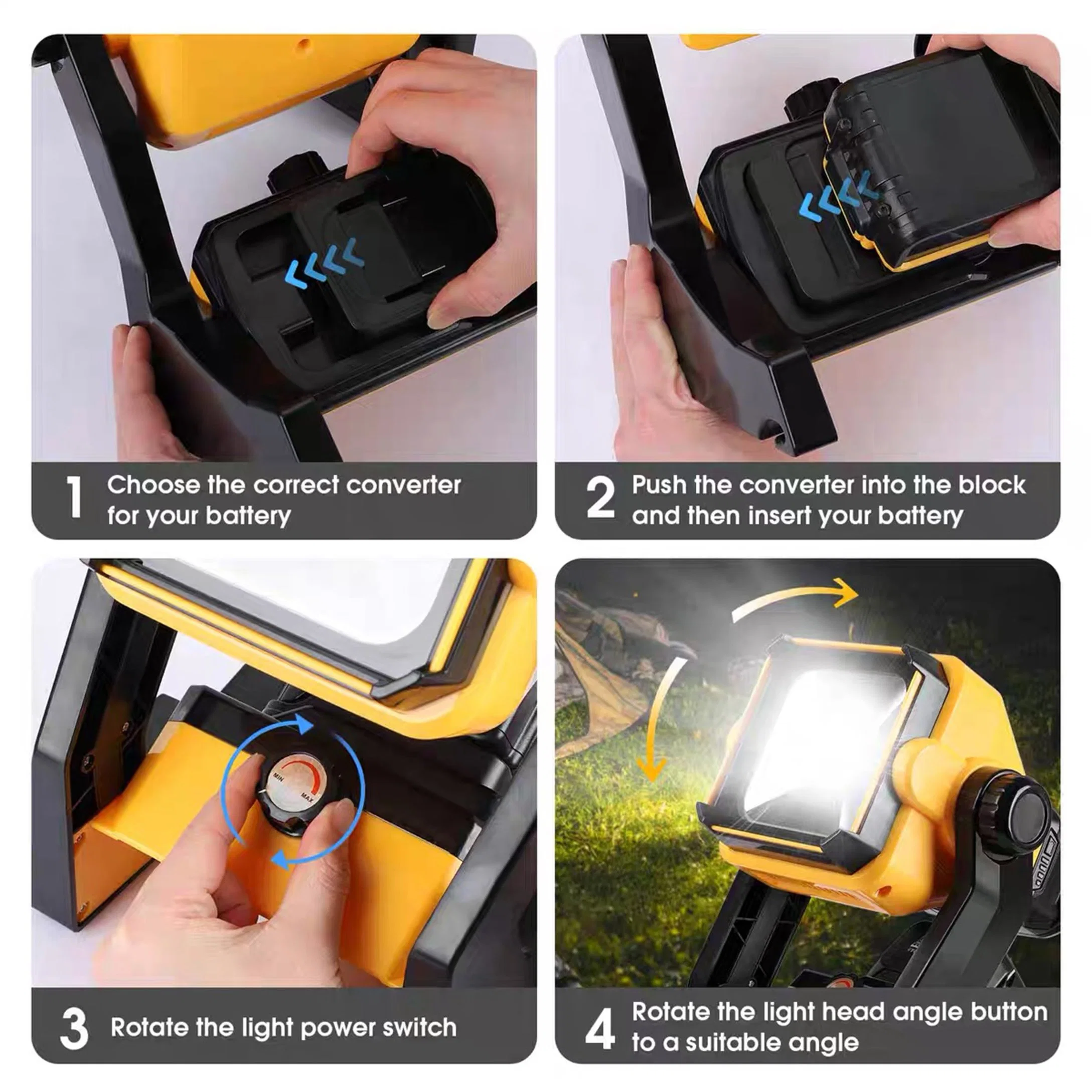 Wosai 2500lm 20W Portable Tool Battery Outdoor Work Light Cordless LED Light