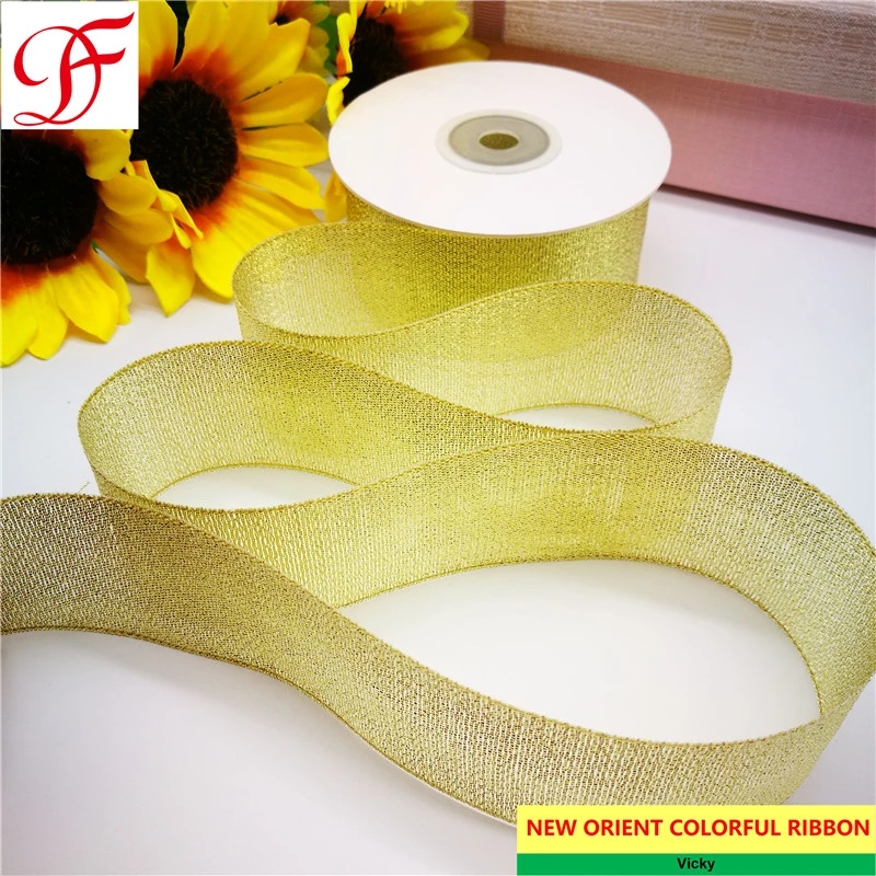 100% Nylon Metallic Colorful Christmas Ribbon Double/Singel Satin Sheer Organza Hemp Taffeta Gingham Grosgrain Ribbon for Wedding Ribbon