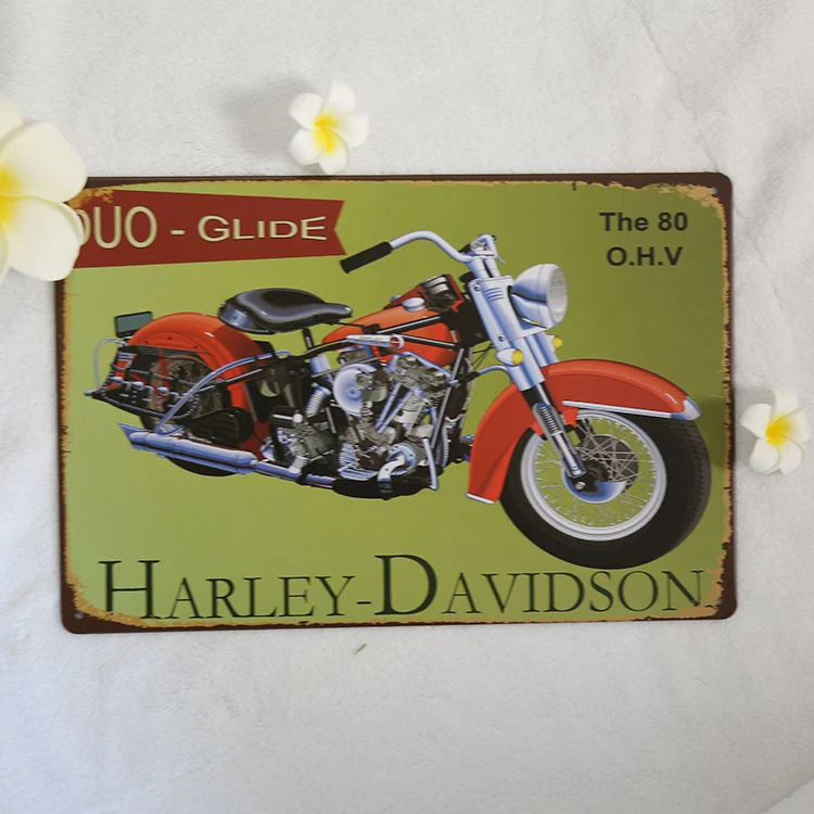 Custom Embossed Tin Signs Vintage Motorcycle Painting for Home Decor