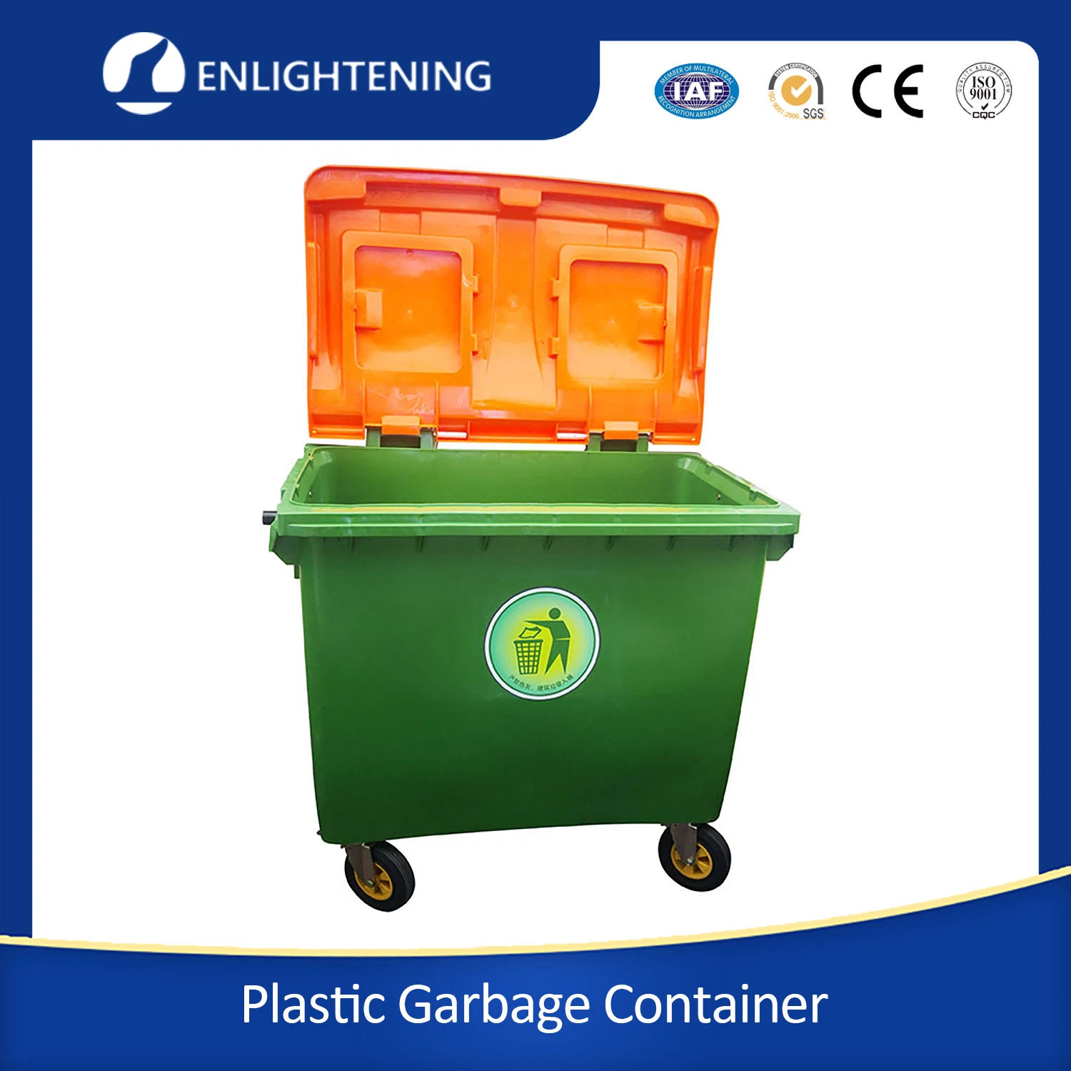 Outdoor Heavy Duty 1100 Liter Plastic Waste Dustbin Trashbin Container Garbage Red Colour Dustbin Recycling Bin Garbage Can Plastic Bin