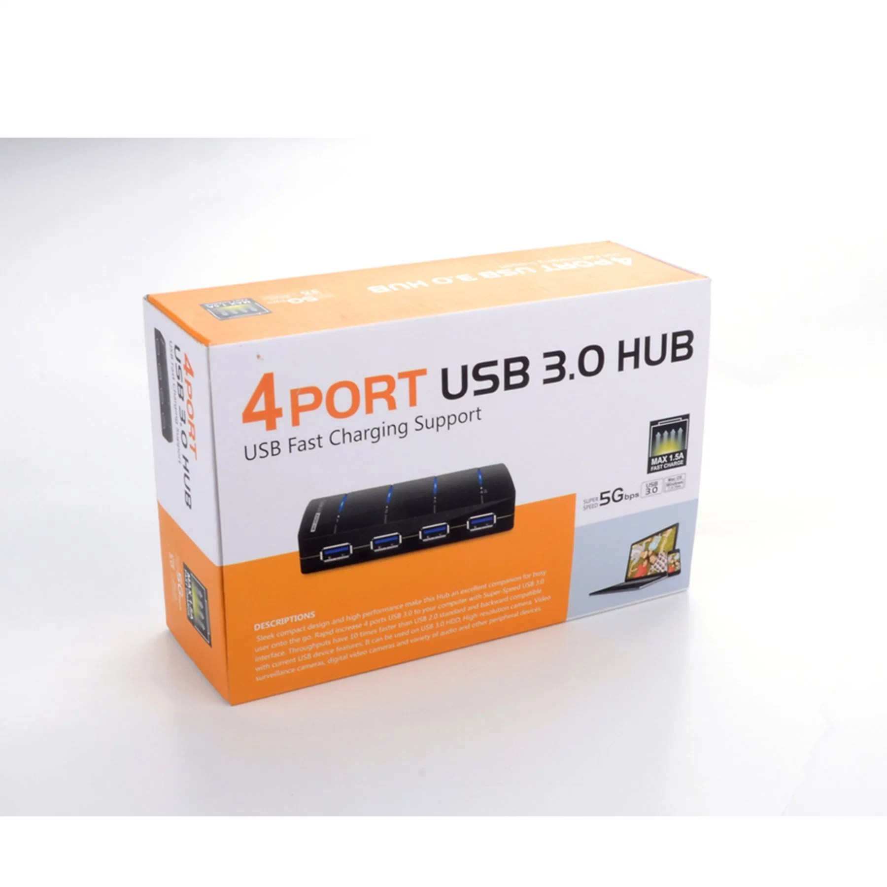 Supers Peed USB 3.0 4 Port Hub with 1 Fast Charging Port