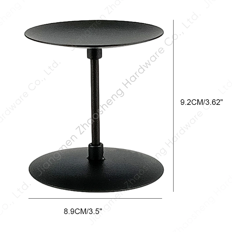 Tabletop Black Metal Decorative Pillar Candle Stick Plate Dish Stand Candle Holder Centerpiece for Wedding LED Wax Candles