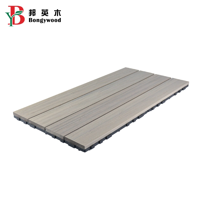 Interlocking Wood Plastic Composite Decking DIY WPC Tile 30*60cm Wood Grain Flooring