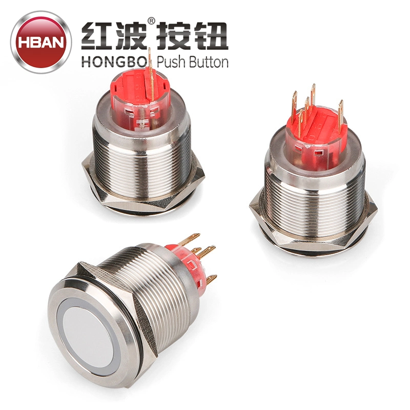 Pushbutton Metal 1no1nc Ring LED Stainless Steel IP67 Waterproof Switch 12 Volt