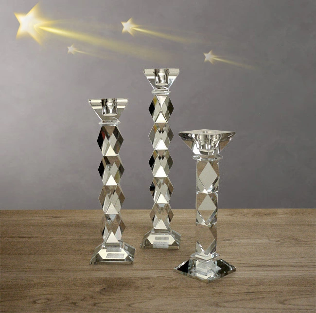 Suporte de velas alto em vidro de cristal para decoração
