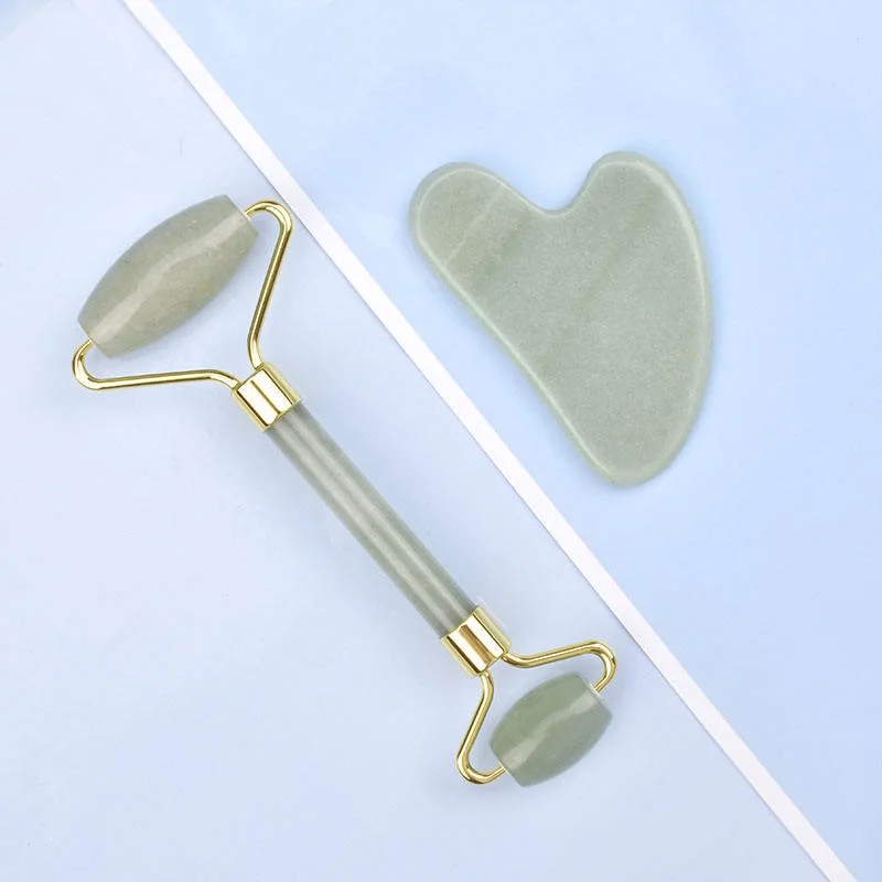 Wholesale/Supplier Beauty Tools Green Jade Roller Gua Sha Set for Blood Circulation