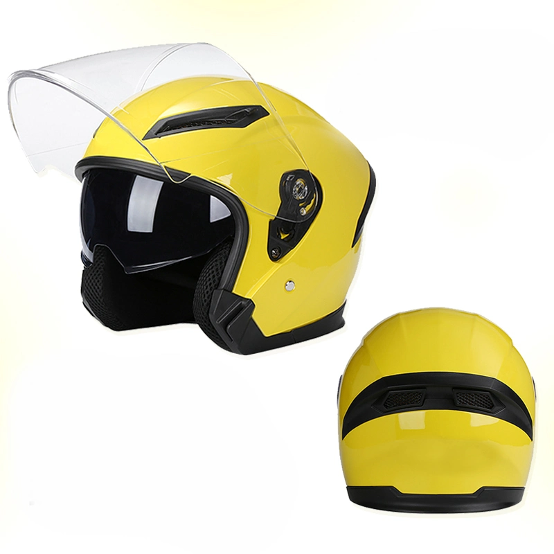 Amarillo OEM/ODM Comercio al por mayor de la mitad cara abierta lente doble personalizado Moto motocicleta eléctrica ABS colorido casco de seguridad