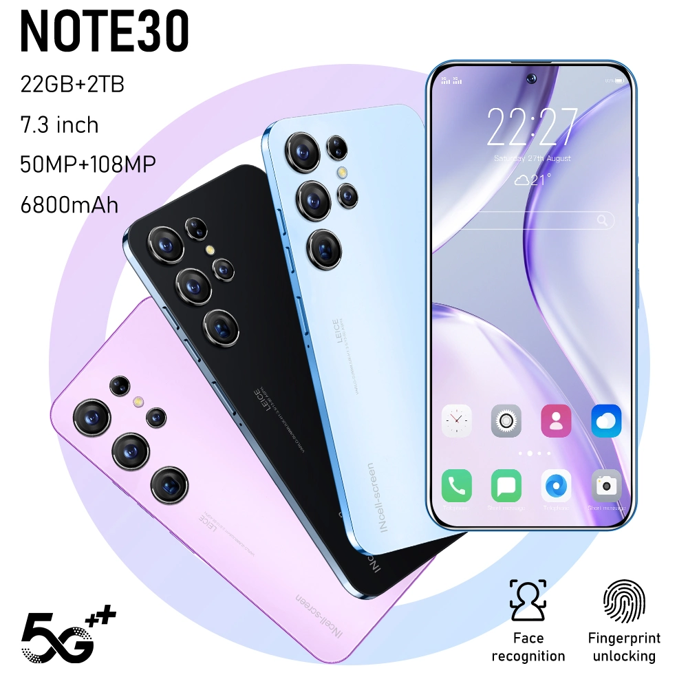 La marca original nuevo modelo de teléfono celular móvil Nota30, 22GB 2TB, 8GB 256 GB, 16GB 1TB, 12GB 512 GB teléfono inteligente Android, OEM/ODM listo en stock