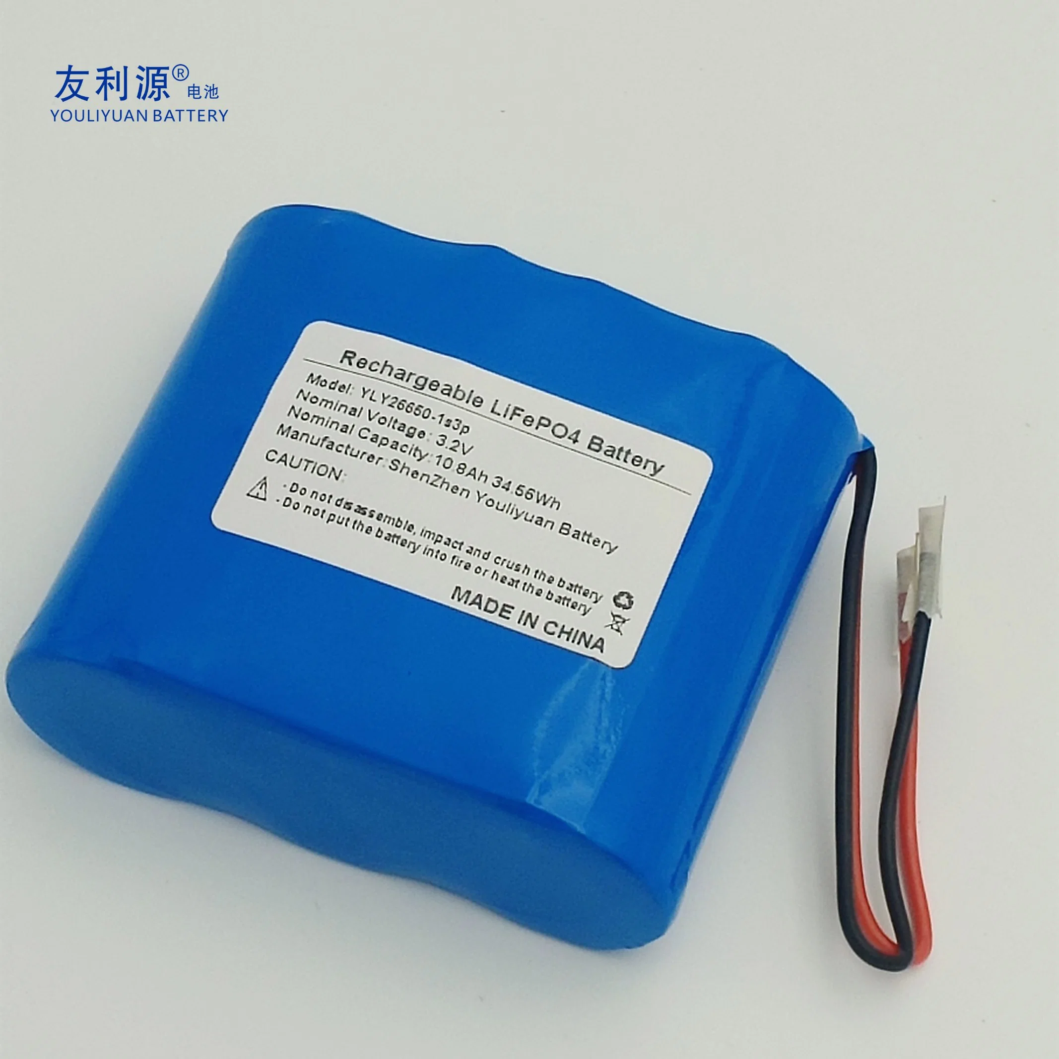 Rechargeable LiFePO4 1s3p 3.2V 10.8ah 26650 Li-ion Battery Pack Power Battery Massager Battery Washing Device Battery