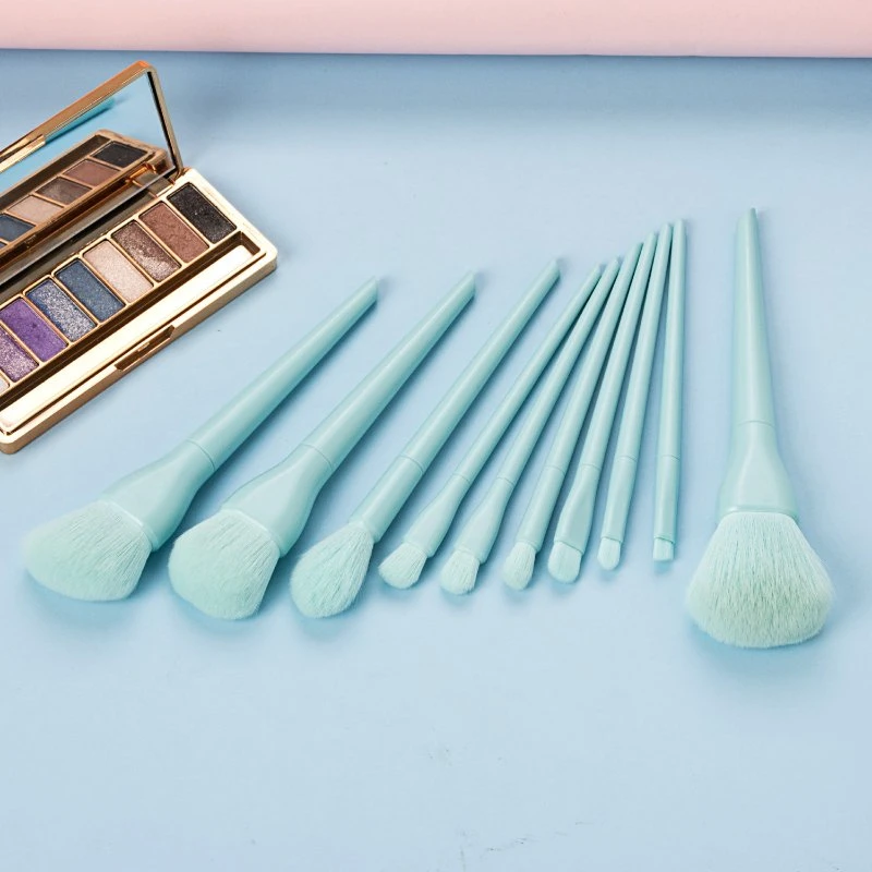 Professionelle 10 Stück Blau Kosmetik-Beauty-Tool mit synthetischem Haar Make-Up-Pinsel