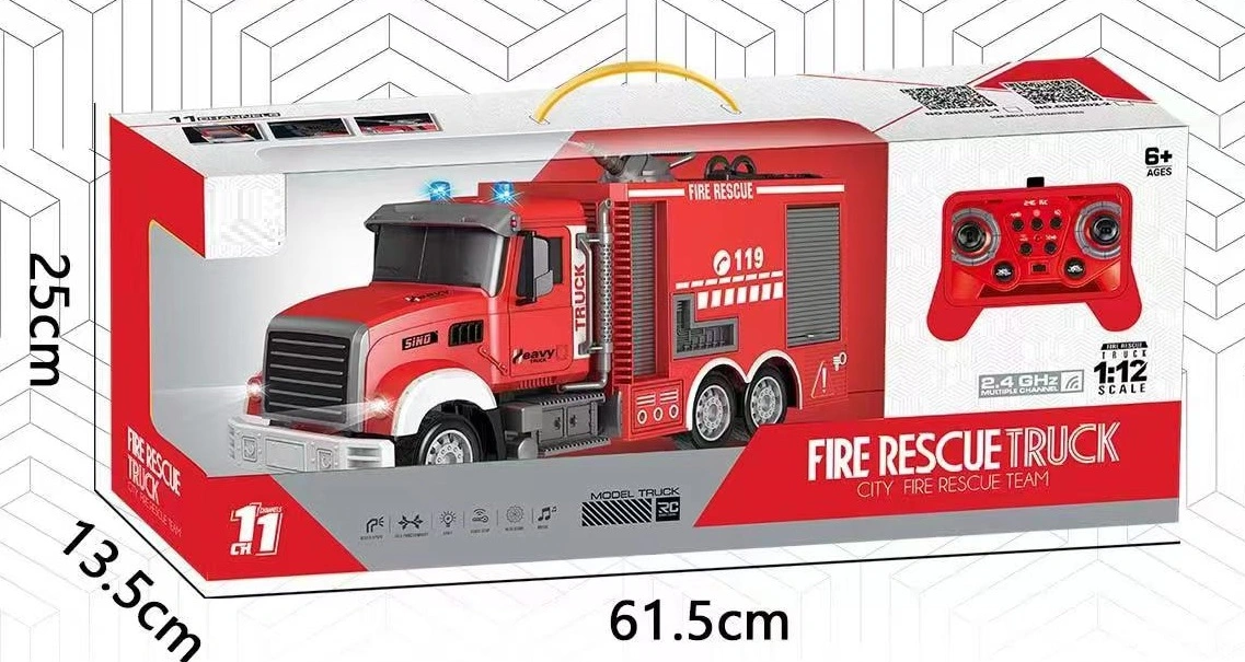 Control de Radio camión de rescate de bomberos 2,4G 1: 12 vehículo de rescate de bomberos