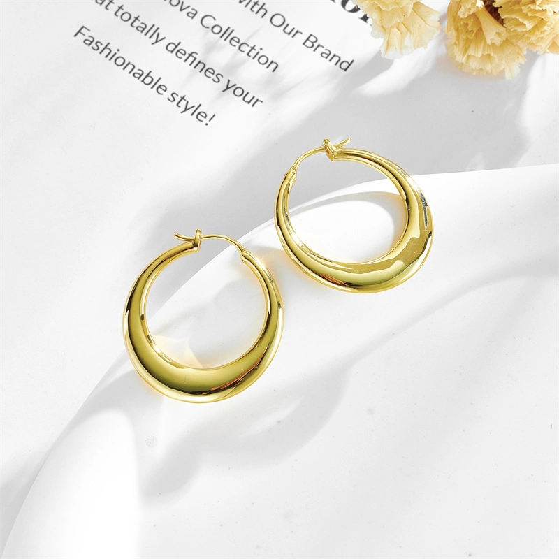 Classic Fashion Jewelry Brass 18K Gold Plated Geometric U Shaped Hook Earrings for Women