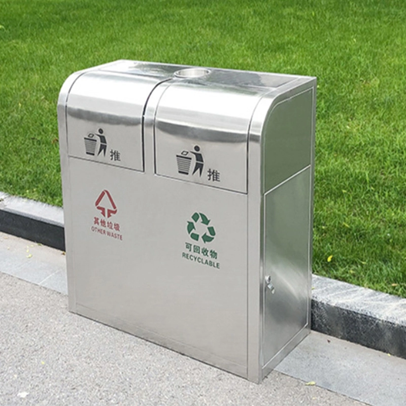 Brushed Stainless Steel Can Shape Rubbish Bin/Dustbin for Government and Public Area