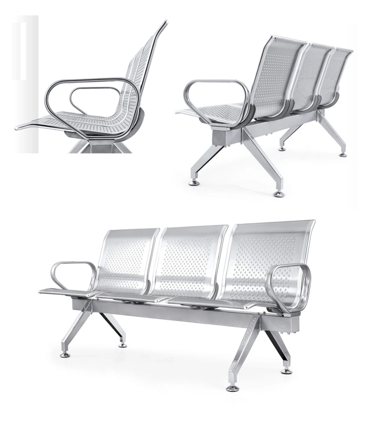 Customer Waiting Room 3-Seater Hospital Waiting Area Stainless Steel Chair Bank Public Area Waiting Chair