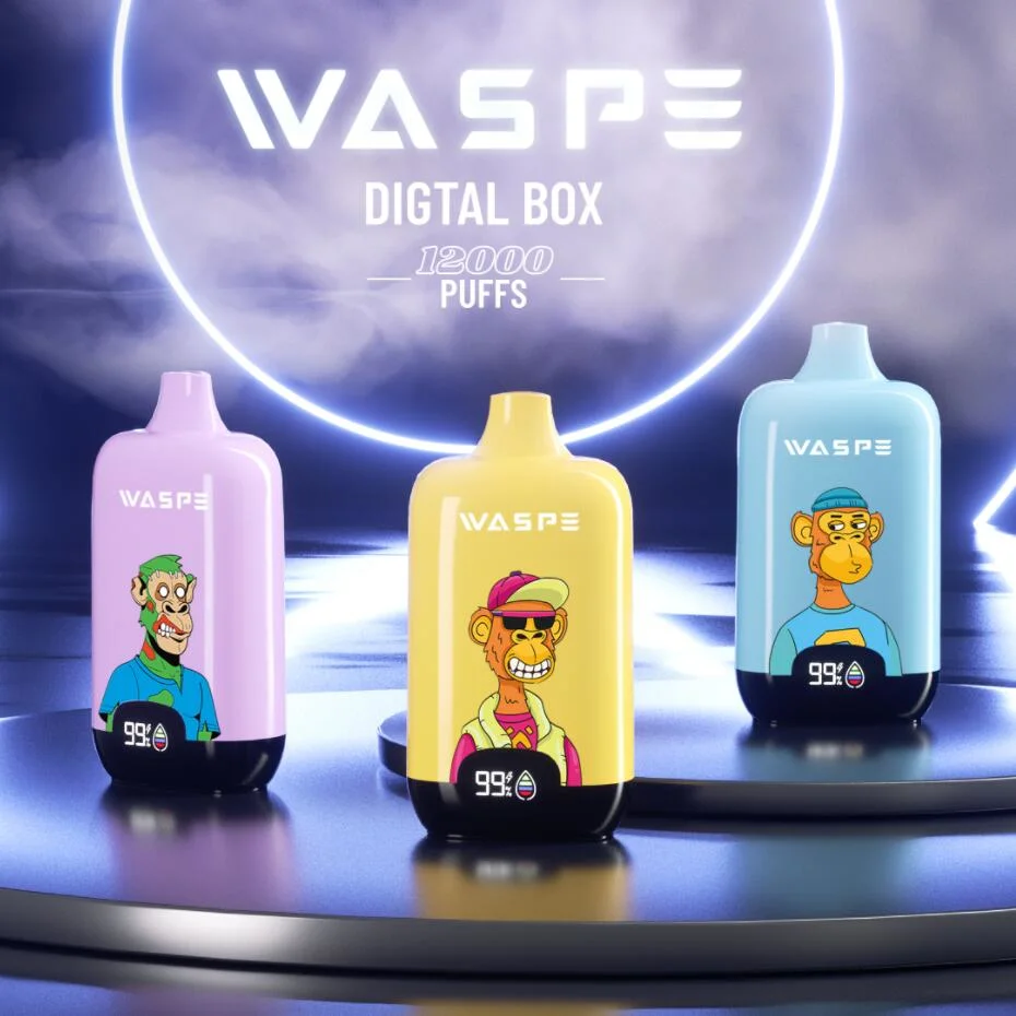 صندوق Waspe الرقمي 12K أطواق القرنفل القابل لإعادة الشحن شاشة LED E-Cigarette للاستخدام مرة واحدة