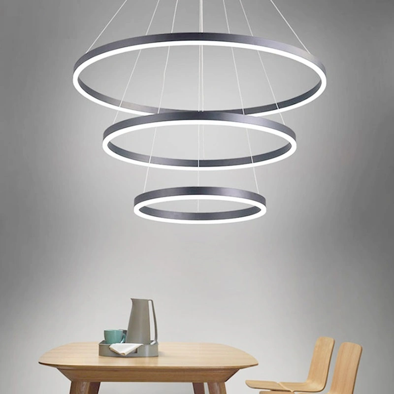 Perfil contemporáneo Office colgante Chandelier anillo de luz lámpara redonda colgante Iluminación lineal circular LED de montaje