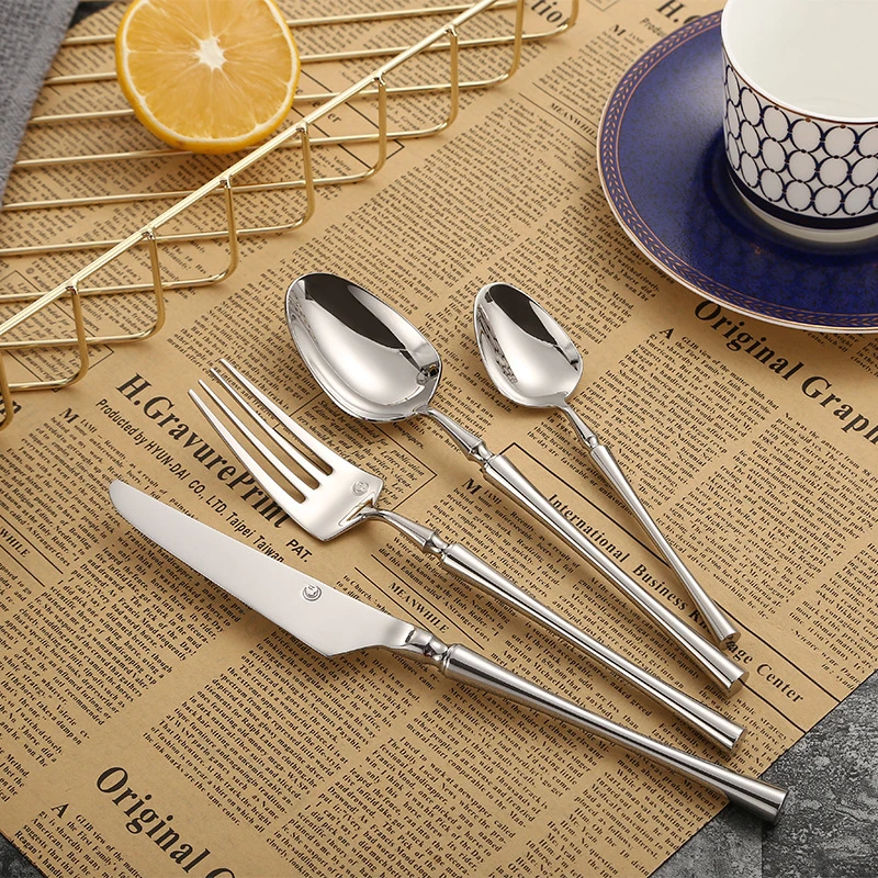 Hot-Sale Stainless Steel 304 High Quality Portugal Cutlery Flatware Set Mirror Gold Cutlery