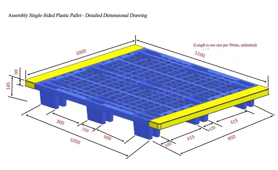 Custom Forklift Pallet Logistics Turnover Grid Single-Sided Assembled Plastic Pallet